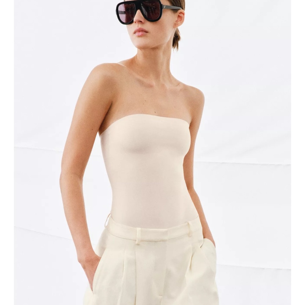 Zara Cream Strapless Bodysuit